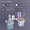 Plantex 304 Grade Stainless Steel Liquid Soap Dispenser/Tumbler Holder/Toothbrush Holder/Bathroom Accessories (Crystal - Chrome)