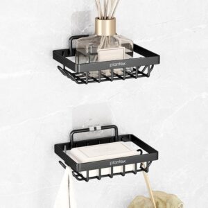Plantex GI Steel Soap Dish for Bathroom/Self Adhesive Soap Holder Plantex GI Steel Soap Dish for Bathroom/Self Adhesive Soap Holder for Kitchen/Soap Stand/Case/Bathroom Accessories - Pack of 2 (Black)