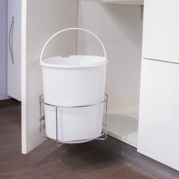 Plantex High Grade Stainless Steel Dustbin Stand for Kitchen Cabinet/Dust Plantex High Grade Stainless Steel Dustbin Stand for Kitchen Cabinet/Dust Bin Holder/Modular Kitchen Fixture (Dia 10 Inches-Silver)
