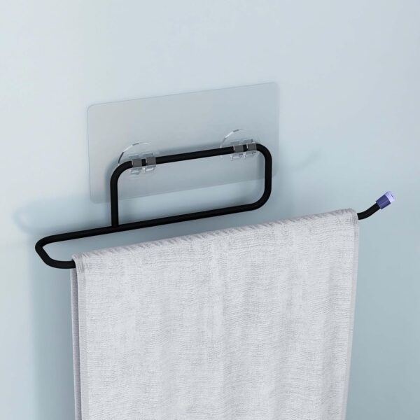 Plantex Self Adhesive Napkin Holder for wash Basin Hand Towel Holder/Towel Hanger for Bathroom Accessories – Pack of 1 (Black)
