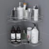 Plantex Stainless Steel Bathroom Corner Shelf/Self Adhesive Bathroom Shelf for Plantex Stainless Steel Bathroom Corner Shelf/Self Adhesive Bathroom Shelf for Wall/Bathroom Organiser Without Drill - Pack of 2 (Chrome)