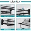 Plantex Stainless Steel Folding Towel Rack for Bathroom/Towel Rod with Hooks/Towel Stand/Towel Holder/Bathroom Accessories (24 inch) Matt Black
