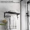 Plantex Towel Rack for Bathroom/Stainless Steel Towel Bar/24 Inch Towel Holder with Towel Rod/Bathroom Accessories - (Black)