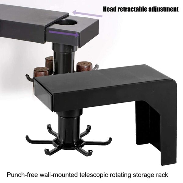 Plastic 360 Degree Rotating Kitchen Hanger Hook Cutlery Holder Utensil Rack | Wall Mounted Self Adhesive Hanger Hook Rail (6 Hooks)