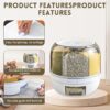Plastic 6-Grid Round Food Dispenser | 360° Rotating Food Bucket Transparent Rice Storage Container | Rotatable Dry Food Fruit Cereal Storage Box Container with Lid for Home and Kitchen