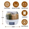 Plastic 6-Grid Round Food Dispenser | 360° Rotating Food Bucket Transparent Rice Storage Container | Rotatable Dry Food Fruit Cereal Storage Box Container with Lid for Home and Kitchen