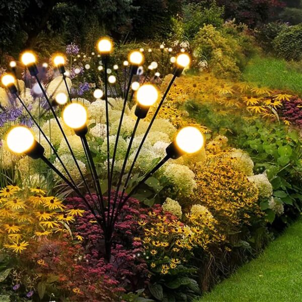 Plastic Solar Garden Lights Outdoor Solar Firefly Lights Waterproof Solar Plastic Solar Garden Lights Outdoor Solar Firefly Lights Waterproof Solar Garden Decorative Lights 2 Lighting Mode auto on-Off Mode (Warm Yellow) (1)