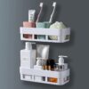Plastic Strong Adhesive Shower Bathroom And Kitchen Self Adhesive Wall Plastic Strong Adhesive Shower Bathroom And Kitchen Self Adhesive Wall Mounted Soap Stand And Bathroom Shelves Self Stick For Shampoo; Conditioner And Etc - White (Bathroom Shelve 2Pcs)