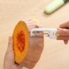 Pocket Knife, Kitchen Knife Peeler Portable Knife for Fruit 2 in 1 Knife and Peeler for Kitchen Travel Knife with case Stainless Steel Bled Pack of 1 (2 in 1)