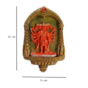 Porcelain Panchmukhi Wall Hanging with Elegent Arch Temple Design with Idol for Home (Orange), 13 cm , 3 cm