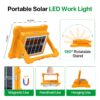 Portable LED Work Solar Light Use for emergency IP66 Waterproof,USB & Solar Rechargeable LED Flood Light - 288 LED's Outdoor Light 5 Adjustable Light mode for Garden, Camping, Garage