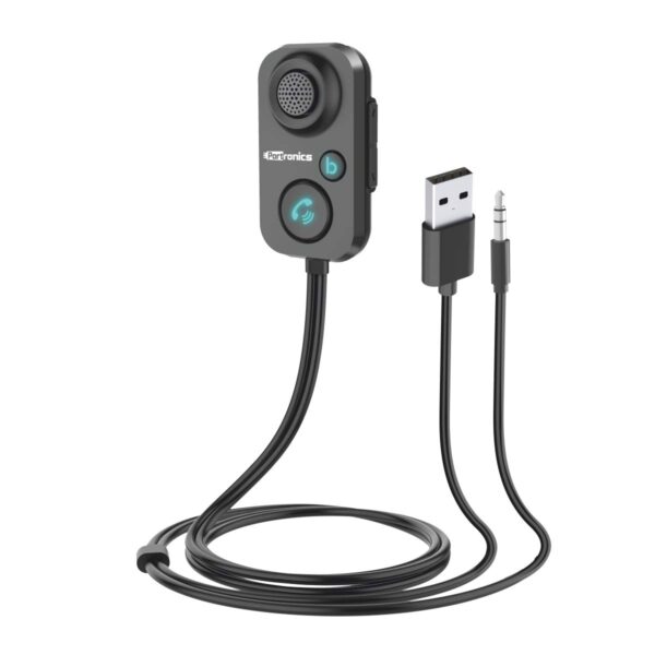 Portronics AUTO 12 in-Car Bluetooth Receiver for Handsfree Calling, Music Portronics AUTO 12 in-Car Bluetooth Receiver for Handsfree Calling, Music System, Supports All Smartphones (Black)