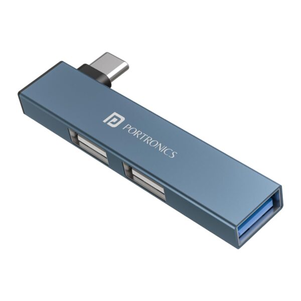 Portronics Mport Mino C USB Dock High Speed 3-Port USB Portronics Mport Mino C USB Dock High Speed 3-Port USB 2.0, Aluminium Alloy Body, USB Type-C (Grey)