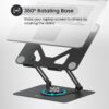 Portronics My Buddy K11 Metal Laptop Stand with 360° Rotation, Height & Angle Adjustable, Foldable Design, Improves Air Flow, Carbon Steel Body, 10 kg Max Weight for Laptops & MacBook (Black)