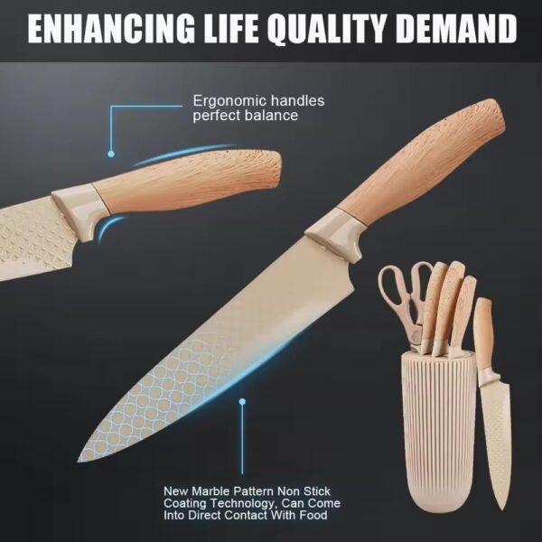 Premium-6-Piece-Kitchen-Knife-Set-with-Wood-Tone-Handles-Textured-Stainless-Steel-Blades-Includes-Chef-Knife-Santoku-Utility-Paring-Knife-Kitchen-Shears-and-Knife-Block.jpg Premium 6-Piece Kitchen Knife Set with Wood-Tone Handles Textured Stainless Steel Blades Includes Chef Knife Santoku Utility Paring Knife Kitchen Shears and Knife Block