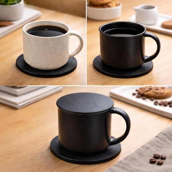 Premium Black Wooden Coaster | 3.5 Inch Round | 4.5mm Premium Black Wooden Coaster | 3.5 Inch Round | 4.5mm Thick | Heat Resistant & Waterproof Drink Coaster for Home, Office, Tea, Coffee, Cup, Mug | Durable Table Protection Coast