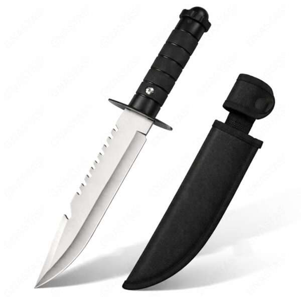Premium Carbon Steel Kitchen Knife with Protective Cover | Sharp Black Utility Knife for Cutting Fruits, Vegetables & Meat | Ergonomic Handle (Silver)
