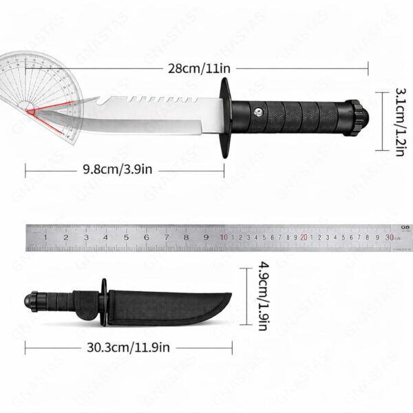 Premium Carbon Steel Kitchen Knife with Protective Cover | Sharp Black Utility Knife for Cutting Fruits, Vegetables & Meat | Ergonomic Handle (Silver)