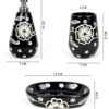 Premium Ceramic Bathroom Accessories Set of 3 | Modern Luxury Bath Set with 300ml Soap Dispenser, Toothbrush Holder & Soap Dish | Home Décor Item| Best for Gift | (Black & White)