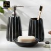 Premium-Ceramic-Bathroom-Accessories-Set-of-3-Modern-Luxury-Bath-Set-with-300ml-Soap-Dispenser-Toothbrush-Holder-Soap-Dish-Home-Decor-Item-Best-for-Gift-Striped-Design-Black.jpg Premium Ceramic Bathroom Accessories Set of 3 | Modern Luxury Bath Set with 300ml Soap Dispenser, Toothbrush Holder & Soap Dish | Home Décor Item| Best for Gift | Striped Design (Black)