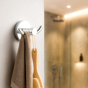 Premium SS 304 Robe Hook | Wall Mounted Cloth & Towel Hanger | Bathroom Door Hook | Rustproof Waterproof Chrome Finish | Modern Bathroom Accessories (Robe Hook)