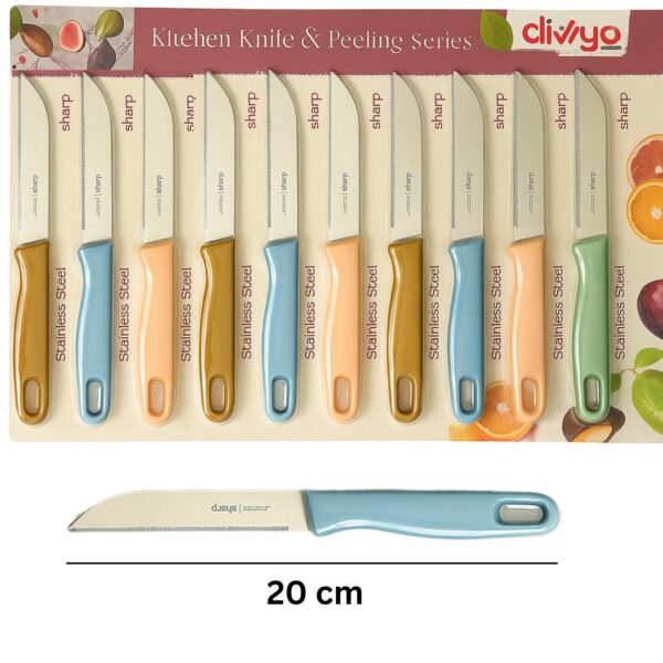 Premium Stainless Steel Kitchen Knife Set – Colorful Handle, Sharp Blade – 20cm – Set of 5 – Multi-Purpose Cutting & Peeling Knife for Home & Hotels& Professional Use