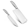 Premium Stainless Steel Knife Set (2 Pcs) – Heavy Duty Premium Stainless Steel Knife Set (2 Pcs) – Heavy Duty Meat Cleaver & Multipurpose Kitchen Knives with Full Metal Handle | Sharp Blade for Meat, Vegetables & Fruits (C-B/C-C)