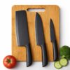 Premium Stainless Steel Knife Set with Bamboo Wooden Chopping Board Premium Stainless Steel Knife Set with Bamboo Wooden Chopping Board | 3-Piece Ultra-Sharp Blades, Chef, Meat Cleaver & Utility Kitchen Knife Set | Eco Friendly Multipurpose Cutting Board Kitchen Tool