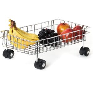 Premium Stainless Steel Single Layer Kitchen Trolley Rack with Wheels – Modern Multipurpose Vegetable & Fruit Storage Stand, Heavy-Duty Rolling Organizer for Home & Kitchen