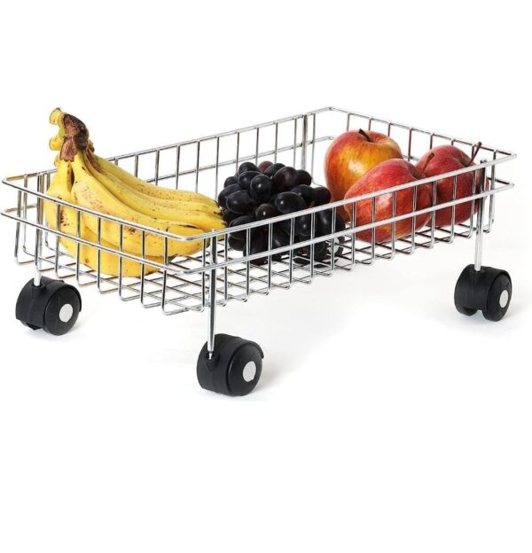 Premium Stainless Steel Single Layer Kitchen Trolley Rack with Wheels Premium Stainless Steel Single Layer Kitchen Trolley Rack with Wheels – Modern Multipurpose Vegetable & Fruit Storage Stand, Heavy-Duty Rolling Organizer for Home & Kitchen