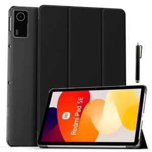 ProElite Case Cover for Redmi Pad SE 11 inch Cover, Smart Flip Case Cover for Redmi Pad SE 11 inch Translucent Back with Stylus Pen [Auto Sleep Wake Feature], Black