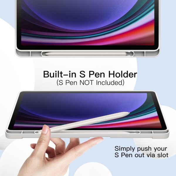 ProElite Cover for Samsung Galaxy Tab S10 Lite 10.9"/ Tab S9 FE 10.9 inch/Tab S10 FE/Tab S9 11" Cover, Soft Flexible Flip Case Cover with S Pen Holder, Auto Sleep Wake, [Recoil Series] - Grey