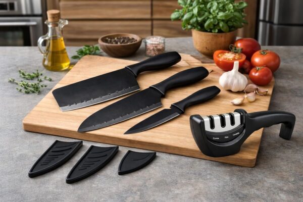 Professional-Black-Kitchen-Knife-Set-with-Sharpener-Chef-Cleaver-Paring-Cooking-Knives-Ultra-Sharp-Stainless-Steel-Blades-Best-Kitchen-Knives-for-Home-Restaurant-Use.jpg Professional Black Kitchen Knife Set with Sharpener | Chef, Cleaver & Paring Cooking Knives | Ultra Sharp Stainless Steel Blades | Best Kitchen Knives for Home & Restaurant Use