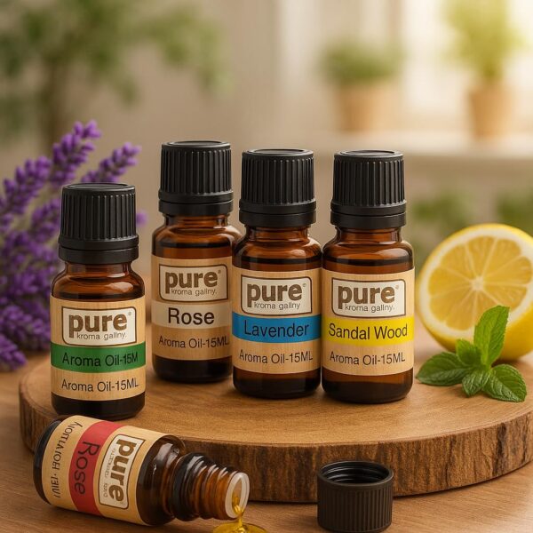 Pure Source India Aroma Diffuser Oil Set of 6 (Lavender, Lemongrass, Rose, Jasmine, Sandalwood, Mogra 15ml Each) | Pure Aroma Fragrance Oils for Home, Office Hotel, Resort and Spa