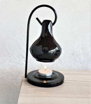 Pure Source India Ceramic Aroma Oil Diffuser Hanging Burner for Home Fragrance Decoration and Gifting, 4 x 8 Inch (Hanging - Black)