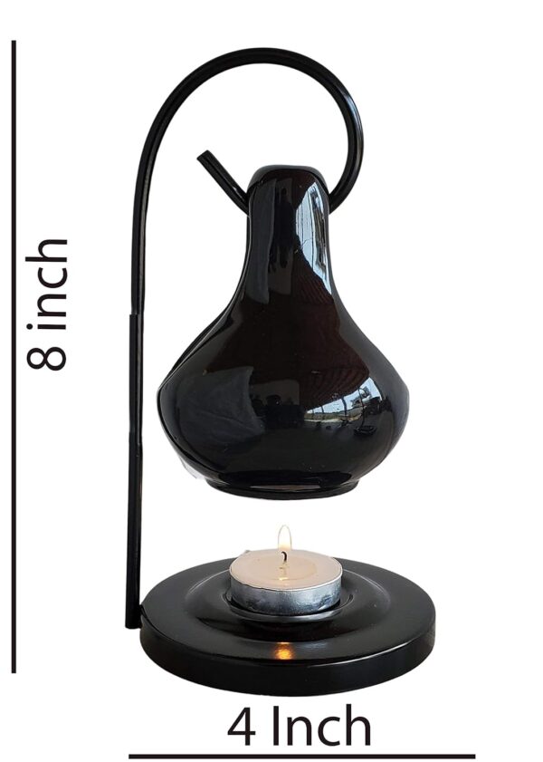 Pure Source India Ceramic Aroma Oil Diffuser Hanging Burner for Home Fragrance Decoration and Gifting, 4 x 8 Inch (Hanging - Black)