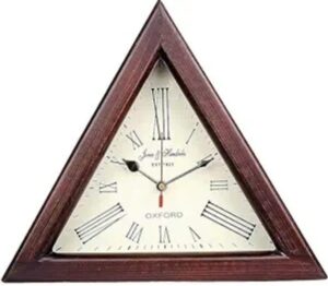 R K Antique Hub12-Inch Wooden Triangle Wall Clock � Stylish Timepiece for Modern Spaces for Office Hallway Dining & Living Room Home & Decor Gift Item