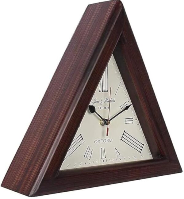 R K Antique Hub12-Inch Wooden Triangle Wall Clock � Stylish Timepiece for Modern Spaces for Office Hallway Dining & Living Room Home & Decor Gift Item