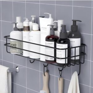 RERANT Self-Adhesive Bathroom Shelf with Hooks - Space-Saving Wall Mounted RERANT Self-Adhesive Bathroom Shelf with Hooks - Space-Saving Wall Mounted Shelf for Bathroom Essentials - Durable, No-Drill Required - Sleek Design. (Pack of 1)