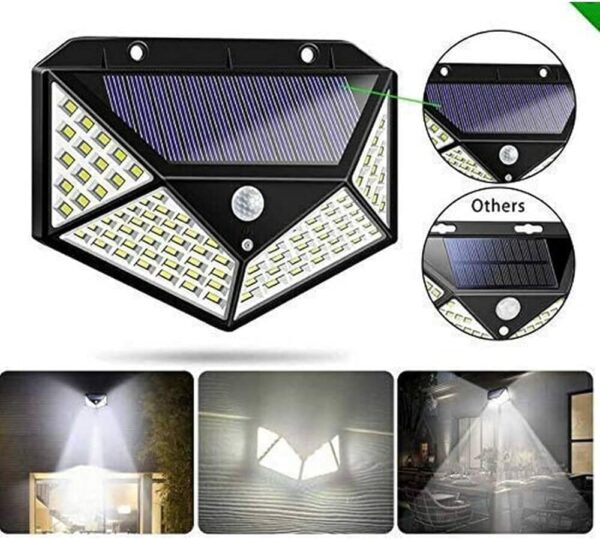 RGV Solar Wall Light Outdoor with 100 LEDs | Motion Sensor Solar Light Waterproof & Dustproof | Dual Head Night Lamp | Outdoor Garden, Gate, Garage Lighting | Solar Indication Light |Pack of 1