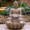 R.K Decor HUB Kamal Buddha Water Fountain Big Size|3 Feet Kamal Buddha Fountain with LED Lighting for Outdoor|Water Fountain for Home & Garden (Beige, 3 Feet),Resin