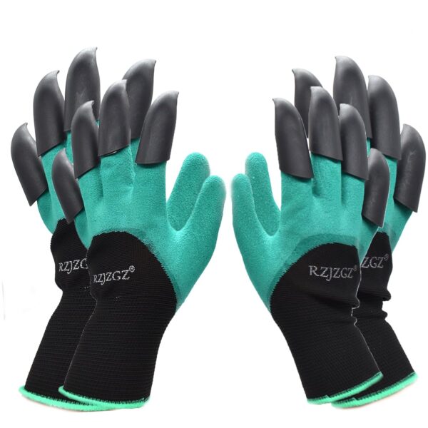 RZJZGZ Rubber,Plastic 2 Pairs Garden Gloves With Claws For Women RZJZGZ Rubber,Plastic 2 Pairs Garden Gloves With Claws For Women And Men Both Hands Gardening Work Gloves Garden Gloves Yard Work Safe Gloves For Easy Digging Planting, Green, Pack of 1