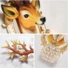Resin Deer Head Mounted Antique Decorative Wall Scone Light Lamp for Living Room,Bedroom and Office Wall Decoration (White)