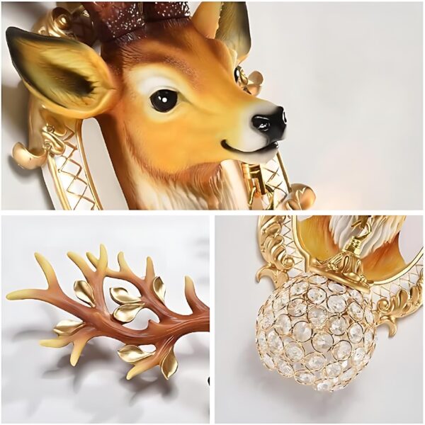 Resin Deer Head Mounted Antique Decorative Wall Scone Light Lamp for Living Room,Bedroom and Office Wall Decoration (White)
