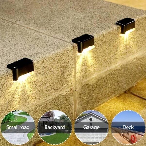 Riveira Solar Deck Lights Outdoor - Waterproof Solar Powered Step LED Light - Solar Wall Mount Fence Lamp Outdoor Lights for Deck, Step, Railing, Patio, Garden, Stair, Yard and Driveway Path(4pcs)