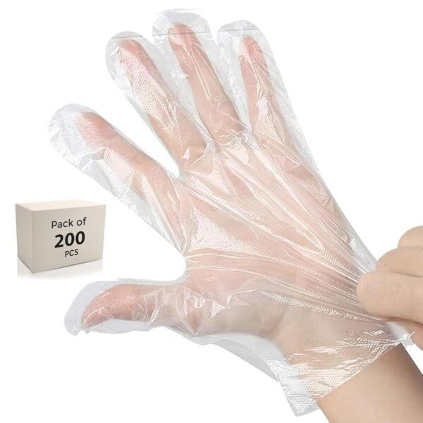 Robustt Disposable Hand Gloves - Transparent (200 Pcs) | Reusable, Robustt Disposable Hand Gloves - Transparent (200 Pcs) | Reusable, Anti Bacterial Food Safe Gloves For Hair-dye, Clinics, Hotels, Salons, Kitchen (Universal Fit)