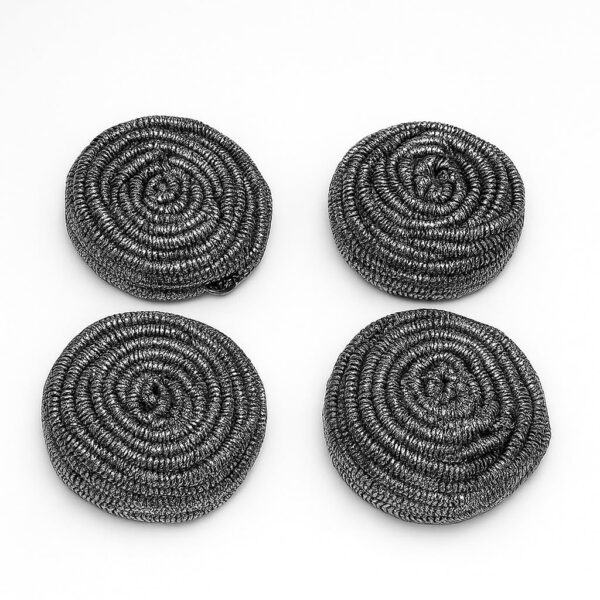 Round Shape Stainless Steel Ball Scrubber – Durable and Effective Cleaning Tool for Pots, Pans, and Kitchen Surfaces (15 GM, Pack of 4)