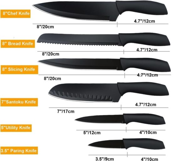 Royal-6-Piece-Kitchen-Knife-Set-with-Covers-High-Carbon-Stainless-Steel-Black-Coated-Blades-Chef-Santoku-Bread-Utility-Paring-Knives-for-Home-Restaurant-Use.jpg Royal 6-Piece Kitchen Knife Set with Covers, High Carbon Stainless Steel, Black Coated Blades, Chef, Santoku, Bread, Utility & Paring Knives for Home & Restaurant Use