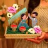 SATYAM KRAFT 1 Pcs Handcrafted Decorative Engagement Ring Platter with SATYAM KRAFT 1 Pcs Handcrafted Decorative Engagement Ring Platter with Couple Figurines Cutout, Floral Arch & Velvet Ring Holders | Engagement, Wedding/Shaadi, Roka, Mehndi Ceremony Decor