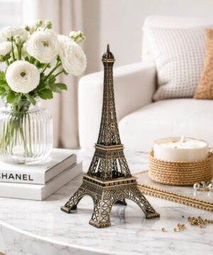 SATYAM KRAFT 1 Piece Paris World Famous Building Small Metal Eiffel Tower Antique Vintage Statue for Wedding, Office,Decorative Showpeice for Home Decor, Desk Decor, Table Stand (15 cm)